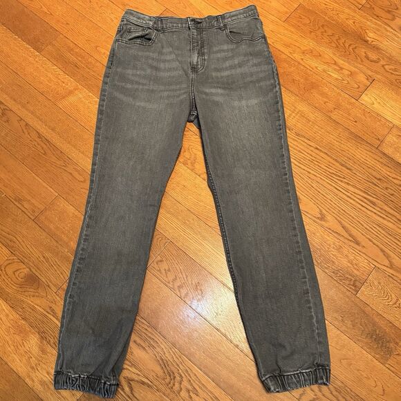 Free Assembly Gray Denim Jogger Jeans Girls Size 18 Adjustable Waist - Picture 1 of 7
